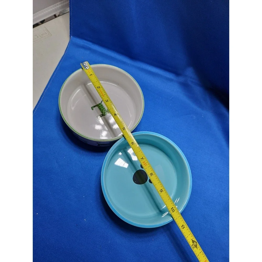 2 Whisker City Cat Food Water Bowl Dish Fishing Whimsical Abstract Cats
